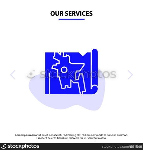 Our Services Bangladesh, Map, World, Bangla Solid Glyph Icon Web card Template