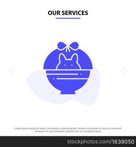 Our Services Basket, Cart, Baby, Nature Solid Glyph Icon Web card Template