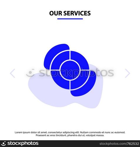 Our Services Beach, Lifeguard, Summer Solid Glyph Icon Web card Template