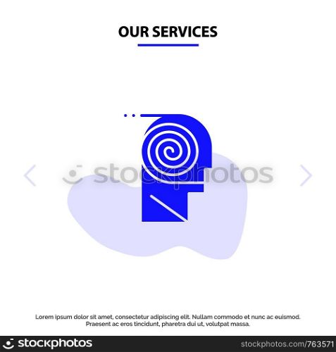 Our Services Better, Comprehension, Definition, Learning, Study Solid Glyph Icon Web card Template