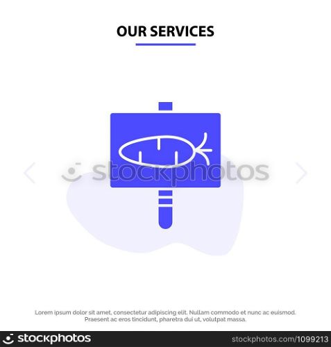 Our Services Board, Egg, Easter, Holiday Solid Glyph Icon Web card Template