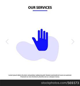 Our Services Body Language, Gestures, Hand, Interface, Solid Glyph Icon Web card Template