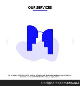 Our Services Brain, Head, Mind, Transfer Solid Glyph Icon Web card Template