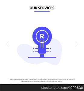 Our Services Brand, Concept, Genuine, Idea, Logo Solid Glyph Icon Web card Template