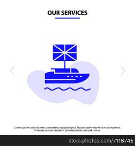 Our Services Brexit, British, European, Kingdom, Uk Solid Glyph Icon Web card Template