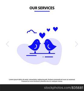 Our Services Bride, Love, Wedding, Heart Solid Glyph Icon Web card Template
