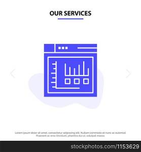 Our Services Browser, Internet, Web, Static Solid Glyph Icon Web card Template