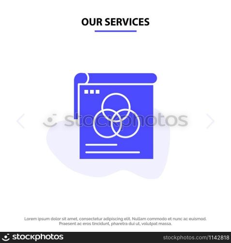 Our Services Brusher, Poster, Wallpaper, Fly Solid Glyph Icon Web card Template
