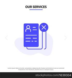 Our Services Business, Career, Cv, Job, Resume Solid Glyph Icon Web card Template