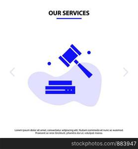 Our Services Business, Copyright, Digital, Law Solid Glyph Icon Web card Template