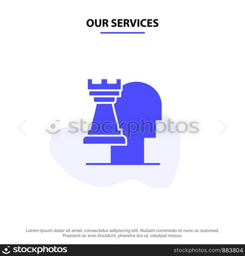 Our Services Business, Decisions, Modern, Strategic Solid Glyph Icon Web card Template