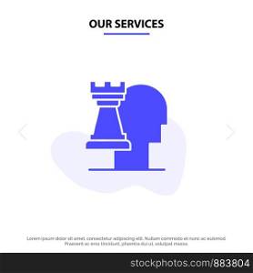 Our Services Business, Decisions, Modern, Strategic Solid Glyph Icon Web card Template