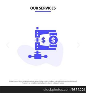 Our Services Business, Finance, Income, Market, Reform Solid Glyph Icon Web card Template