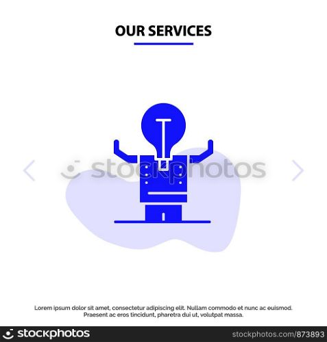 Our Services Business, Improvement, Man, Person, Potential Solid Glyph Icon Web card Template