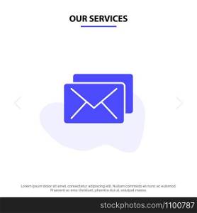 Our Services Business, Mail, Message Solid Glyph Icon Web card Template