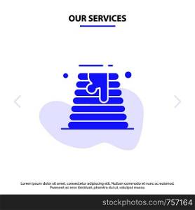 Our Services Canada, Cake, Wedding, Wedding Cake Solid Glyph Icon Web card Template