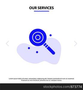 Our Services Candy, Lollypop, Lolly, Sweet Solid Glyph Icon Web card Template