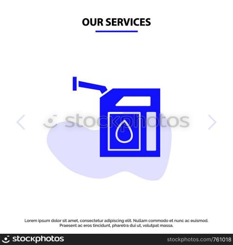 Our Services Car, Gas, Petrol, Station Solid Glyph Icon Web card Template
