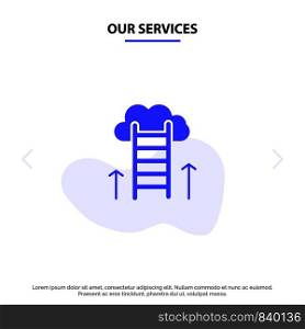 Our Services Career Path, Career, Dream, Success, Focus Solid Glyph Icon Web card Template