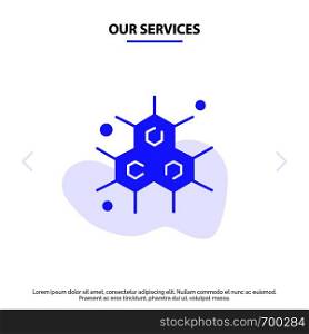 Our Services Chemist, Molecular, Science Solid Glyph Icon Web card Template