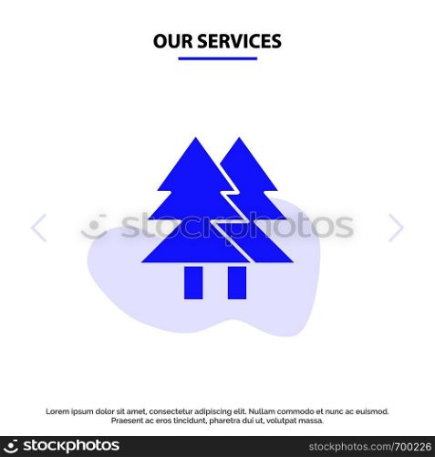 Our Services Christmas, Eco, Environment, Green, Merry Solid Glyph Icon Web card Template