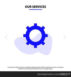 Our Services Cog, Setting, Gear Solid Glyph Icon Web card Template