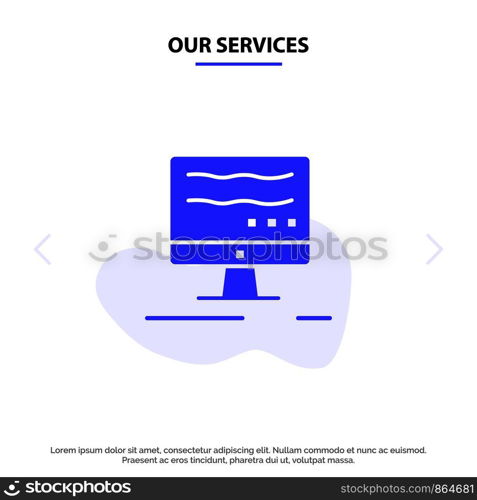 Our Services Computer, Online, Marketing Solid Glyph Icon Web card Template