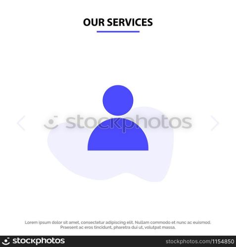 Our Services Contacts, Mane, Twitter Solid Glyph Icon Web card Template