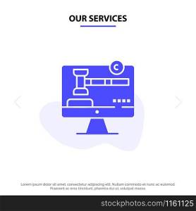 Our Services Copyright, Copyright, Digital, Law Solid Glyph Icon Web card Template