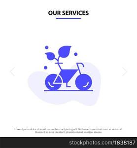 Our Services Cycle, Eco, Friendly, Plant, Environment Solid Glyph Icon Web card Template