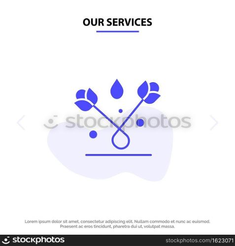 Our Services Decoration, Easter, Plant, Tulip Solid Glyph Icon Web card Template