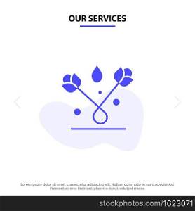 Our Services Decoration, Easter, Plant, Tulip Solid Glyph Icon Web card Template