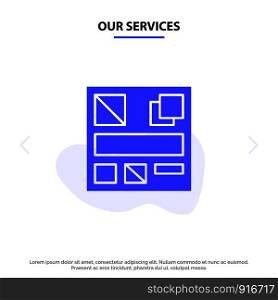 Our Services Design, Mockup, Web Solid Glyph Icon Web card Template