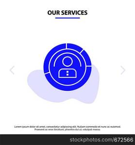 Our Services Diagram, Features, Human, People, Personal, Profile, User Solid Glyph Icon Web card Template