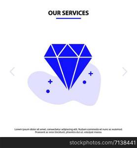 Our Services Diamond, Canada, Jewel Solid Glyph Icon Web card Template