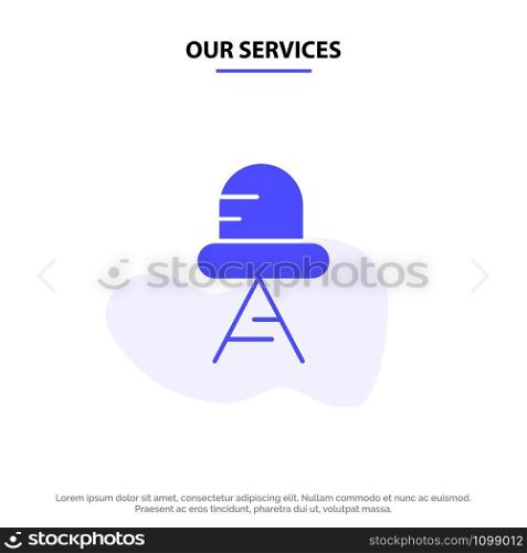 Our Services Diode, Led, Light Solid Glyph Icon Web card Template