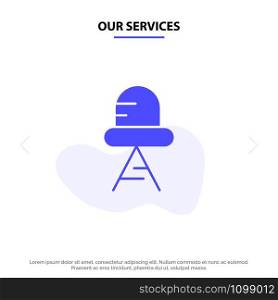 Our Services Diode, Led, Light Solid Glyph Icon Web card Template