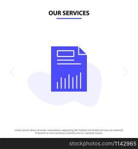 Our Services Document, Business, Chart, Finance, Graph, Paper, Statistics Solid Glyph Icon Web card Template