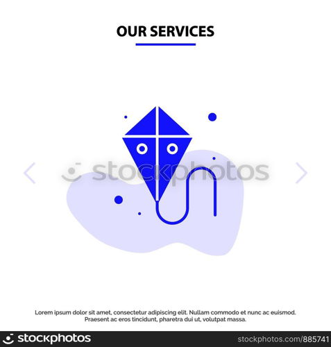 Our Services Easter, Kite, Spring, Madrigal Solid Glyph Icon Web card Template