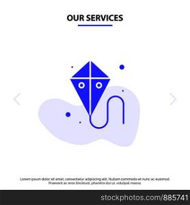 Our Services Easter, Kite, Spring, Madrigal Solid Glyph Icon Web card Template