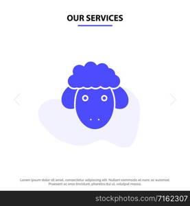 Our Services Easter, Lamb, Sheep, Spring Solid Glyph Icon Web card Template