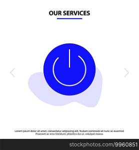 Our Services Eco, Ecology, Energy, Environment, Power Solid Glyph Icon Web card Template