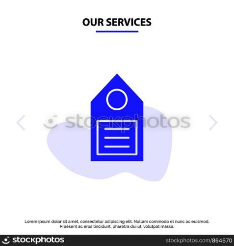 Our Services Eco, Ecology, Environment, Tag, Label Solid Glyph Icon Web card Template