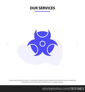 Our Services Education, Physic, Science Solid Glyph Icon Web card Template