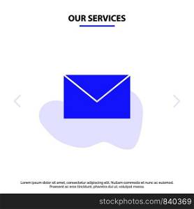 Our Services Email, Mail, Message Solid Glyph Icon Web card Template