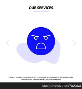 Our Services Emojis, Emotion, Faint, Feeling Solid Glyph Icon Web card Template