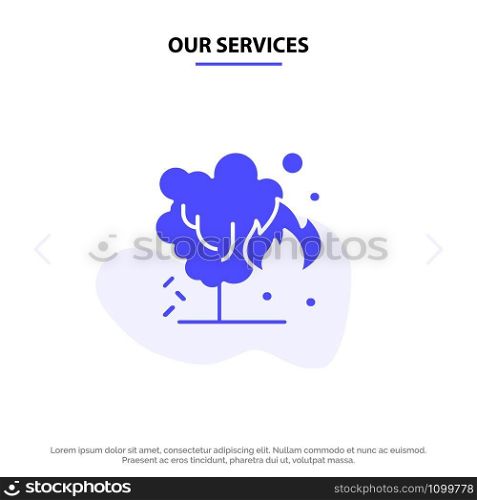 Our Services Energy, Environment, Green, Pollution Solid Glyph Icon Web card Template