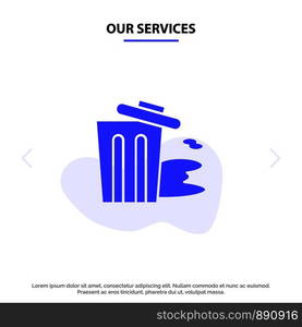 Our Services Environment, Garbage, Pollution, Trash Solid Glyph Icon Web card Template