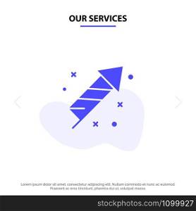 Our Services Firework, Fire, Easter, Day Solid Glyph Icon Web card Template