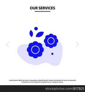 Our Services Flower, Easter, Nature, Spring Solid Glyph Icon Web card Template